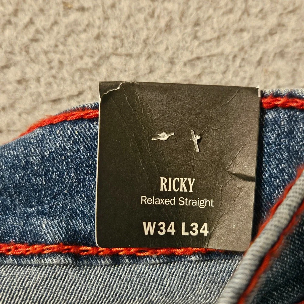 True Religion Ricky Big T Straight Jeans Medium Wash Size 34 x 34 NWT